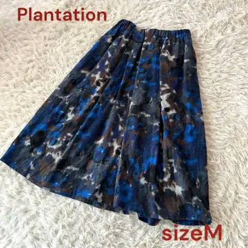 플랜테이션 페인팅 플라워 스커트 플레어 울 M