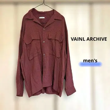 VAINL ARCHIVE 빨간색 깅엄 체크 패턴 오버 사이즈 셔츠