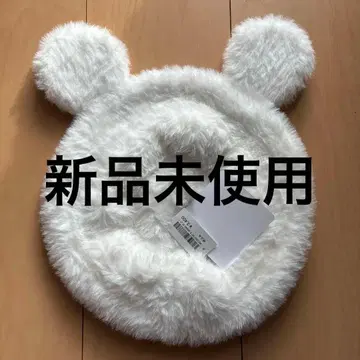 [미사용 새상품 택 포함] 미키 귀 달린 화이트 베레모 58cm