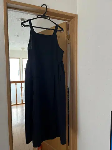 블랙 린넨 코튼 원피스