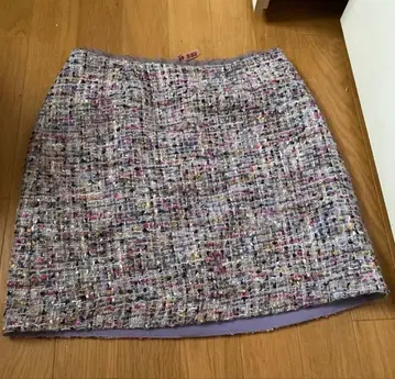 [ 클리닝 완료 ] 울 혼방 라벤더 다색 트위드 타이트 미니 스커트