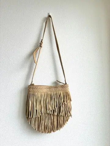 ZARA 스웨이드 프린지 크로스백 베이지