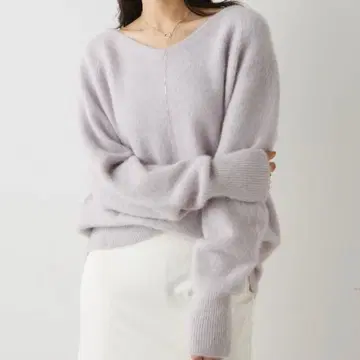 Whim Gazette 퍼 V넥 스웨터 V넥 풀오버