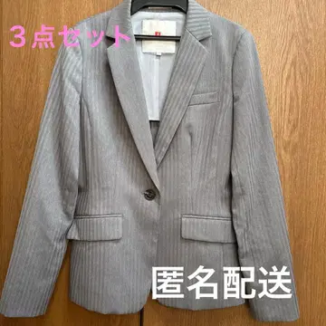 여성용 수트 세트 9호 7호 그레이 스트라이프