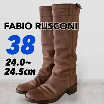 파비오 루스코니 38 롱 부츠 브라운 가죽 클리닝 완료