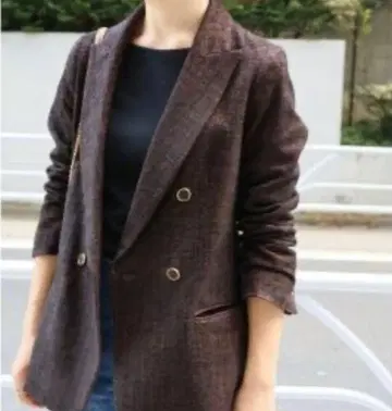 IENA 더블 브레스트 트위드 자켓 브라운 테일러드 새상품급 가을/겨울