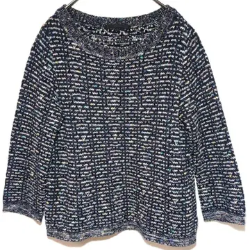 아나이 라메 믹스 트위드 니트 38호 고급 네이비 일본제