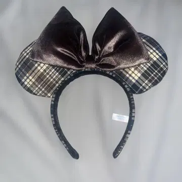 디즈니 체크 무늬 머리띠 리본