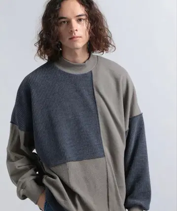 [ HARE ] 절개 맨투맨 프리 사이즈 그레이 네이비 구제 의류