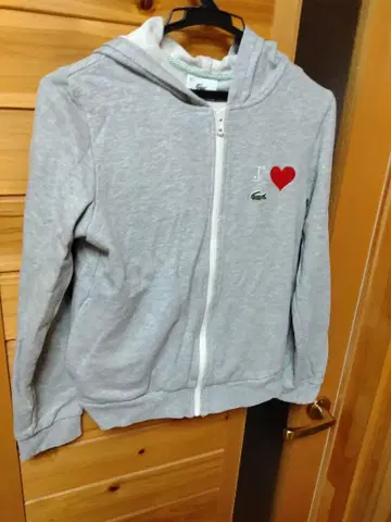 라코스테 그레이 풀 집업 후드티