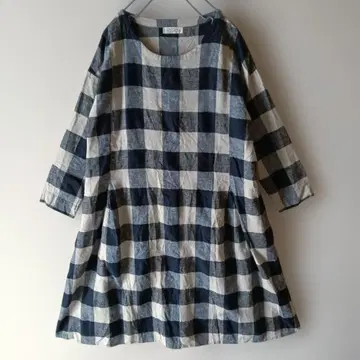 SUNVALLEY 선밸리 원피스 체크 코튼 린넨 루즈핏