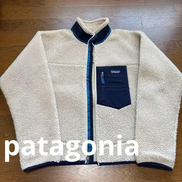 patagonia 플리스 자켓 크림색/네이비