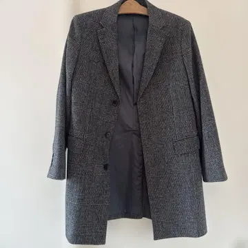 새상품급 캐시미어 혼방 유니클로 체스터 코트 그레이 계열 체크