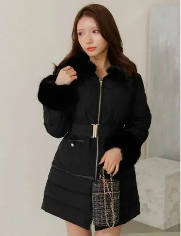 립서비스 바이컬러 퀼팅 충전솜 코트