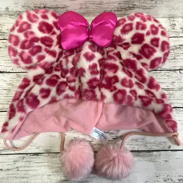 디즈니 리조트 레오파드 무늬 팬캡 핑크