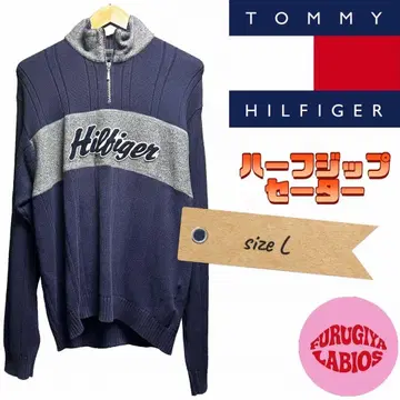 타미힐피거 90s 와펜 하프 지퍼 스웨터 니트 남성용