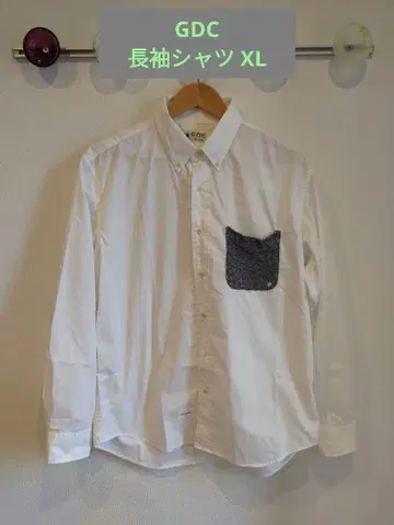 GDC 화이트 긴팔 셔츠 XL 포켓 부착