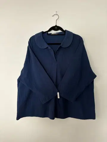 네이비 카라 부착 오버 사이즈 셔츠 서울리 3L