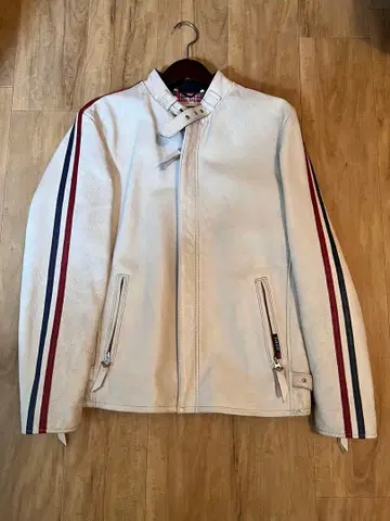 샷 화이트 싱글 라이더 자켓 클래식 레이서