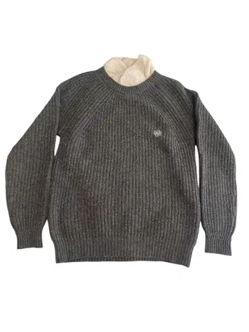 리브 편직 그레이 스웨터