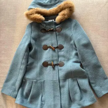 파란색 퍼 달린 더플 코트 사이즈 38