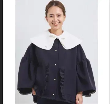 yori 포켓 프릴 자켓 네이비