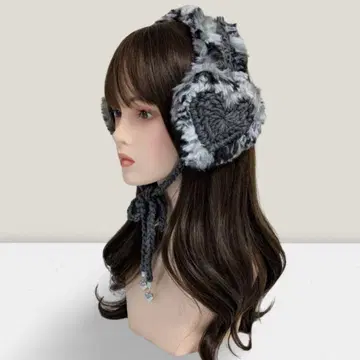 핸드메이드 귀도리 귀도리 블랙 귀마개 니트 y2k 그런지