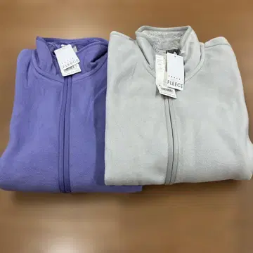 유니클로 플리스 자켓 XL 사이즈 퍼플 그레이 2장 세트