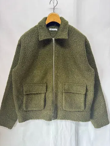 자라 집업 보아 자켓 카키 S