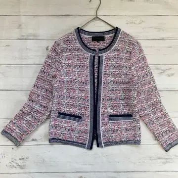 언타이틀 노카라 트위드 자켓 가디건 M