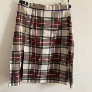 체크 무늬 플리츠 스커트 벨트 포함