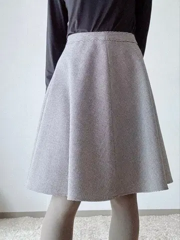 플레어 스커트 그레이 체크