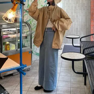 데님 롱 스커트 라이트 블루