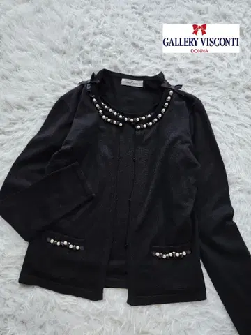 갤러리 비스콘티 앙상블 니트 펄 리본