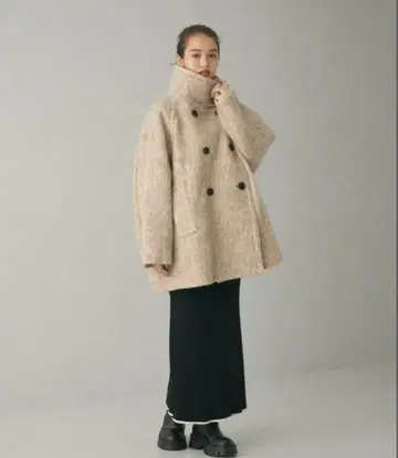 EMMEL REFINES 더블 버튼 샤기 코트