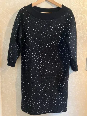 [ 에스카다 ] 7부 소매 원피스 블랙 도트 무늬 S 사이즈