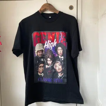 젠틀 하이 그래픽 티셔츠 M 사이즈 블랙
