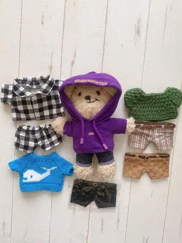 봉제 인형 & 의류 세트 한국 곰 봉제 인형 빵 밴딩