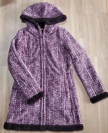 UNIQLO 플리스 후드 코트 보라색 계열