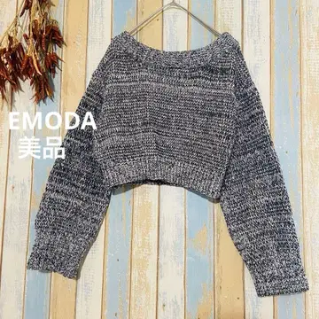 [ EMODA ] 니트 스웨터 숏 기장 크롭 두꺼운 원단 보트넥