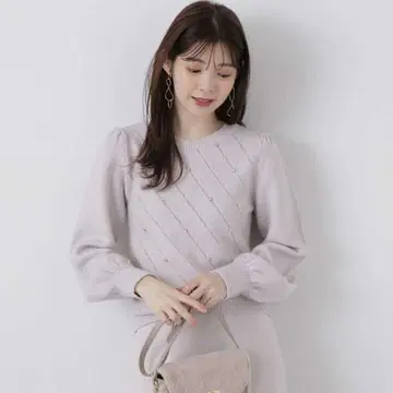 택 포함 새상품 프로포션 바디 드레싱 아가일 프론트 비쥬 니트