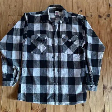 BIG BILL 블랙 화이트 체크 플란넬 셔츠