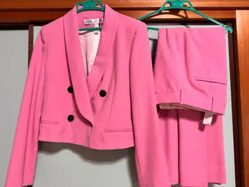 핑크 더블 브레스트 자켓 숏팬츠 세트