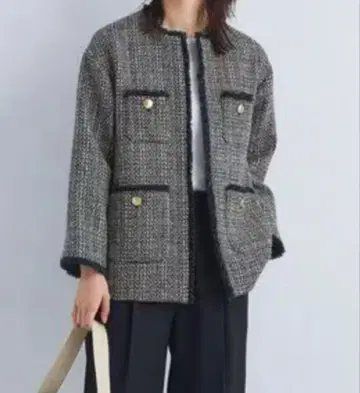 그린 라벨 릴랙싱 트위디 포켓 노카라 자켓