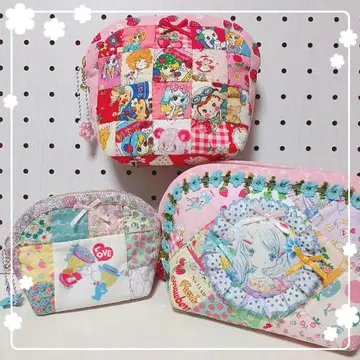 레트로 여아 세트 패치워크 파우치 3종 세트 sale