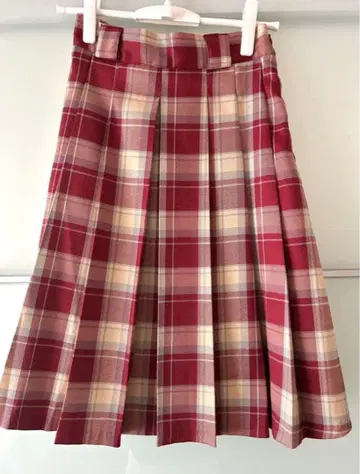 haek check pleated skirt [ red ]