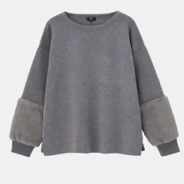 택 포함 미사용 새상품 PLST 그레이 퍼 긴팔 니트