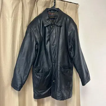 GOTO 블랙 가죽 롱 자켓