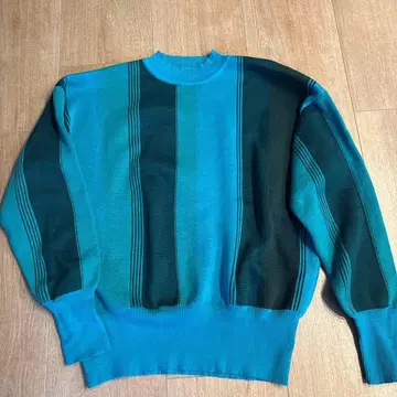 가을 겨울 스트라이프 볼륨 슬리브 니트