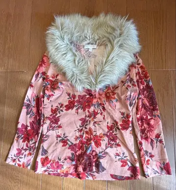 쿠카이 KOOKAI 퍼 가디건 꽃무늬 레트로 Y2K 프랑스제